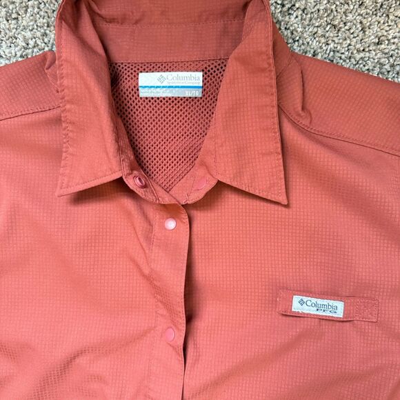 Columbia Womens PFG Large Vented Snap Button Front Omni Shield Tab Sleeves Shirt - Picture 4 of 4